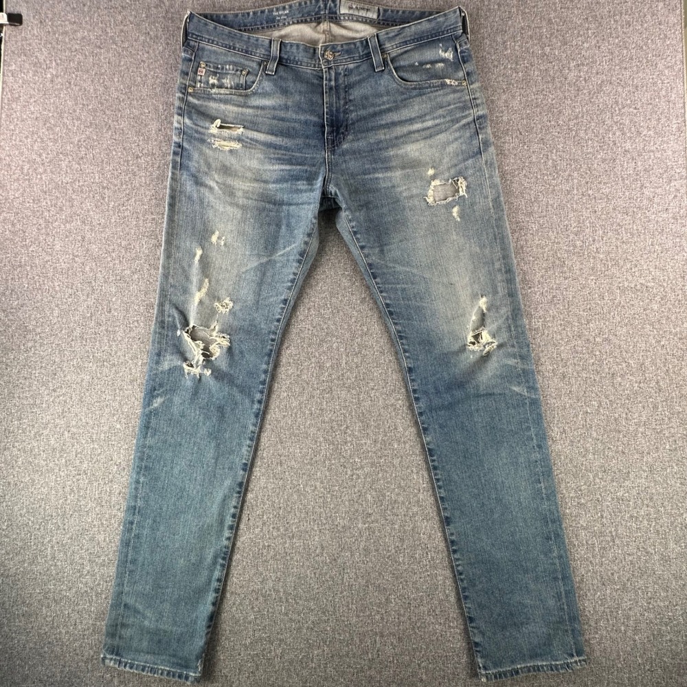 AG Jeans Jeans Mens 36 The Dylan Slim Skinny Light Blue Distressed Denim